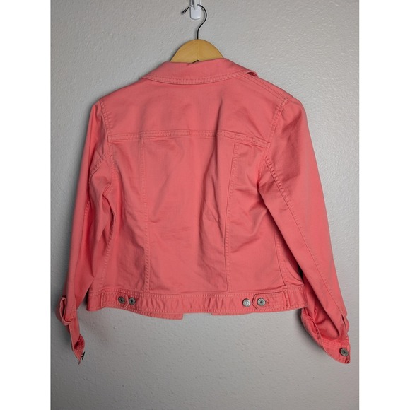 Talbots Jacket Womens Medium Pink Stretch Denim Button Front Jean Style - Picture 2 of 6